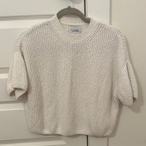Stitches & Stripes White Knit Short-Sleeve Sweater
